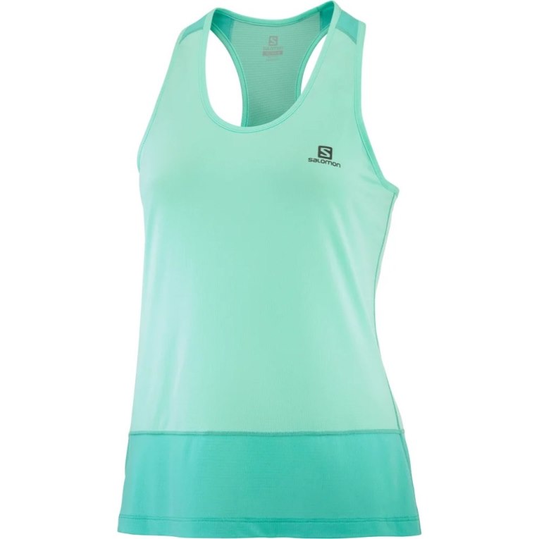 Turquoise Salomon Cross Run Women's Tanks | PH 45281K